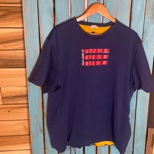 Ralph Lauren Polo Jeans Company size XXL polyester tech t shirt blue flag